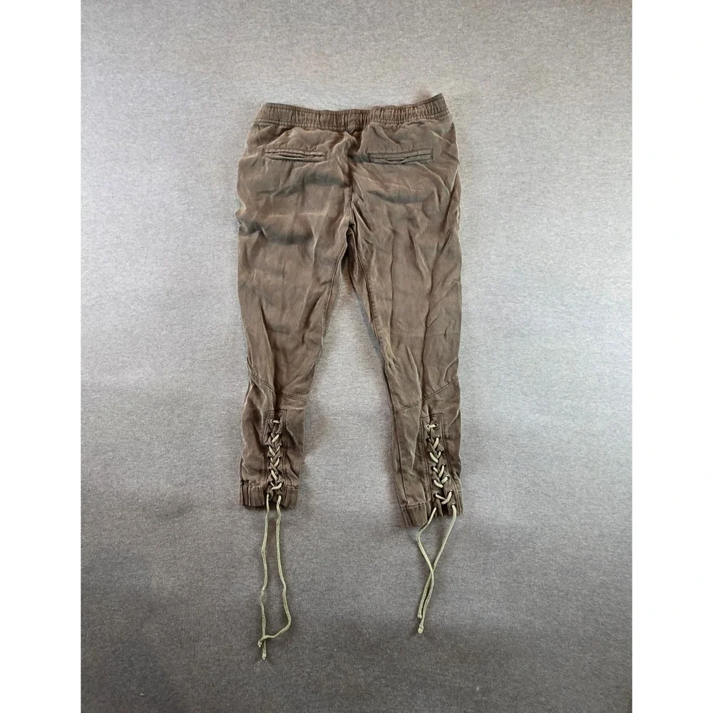 PAM & GELA Pants Womens P‎ Petite Army Green Lace Up Hem Joggers Stretch $225